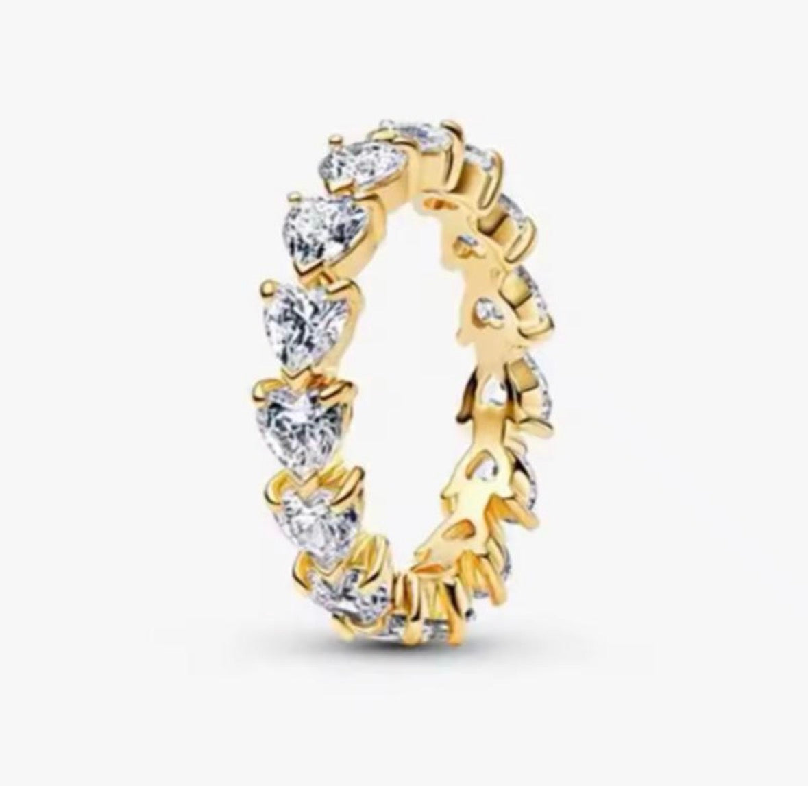 Anillo Dorado Corazones Blancos