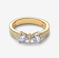 Anillo Dorado Lazo Blanco