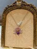 Collar Dorado con Flor Real Orquídea Blanca-Rosa| JOYERÍA BOTÁNICA |