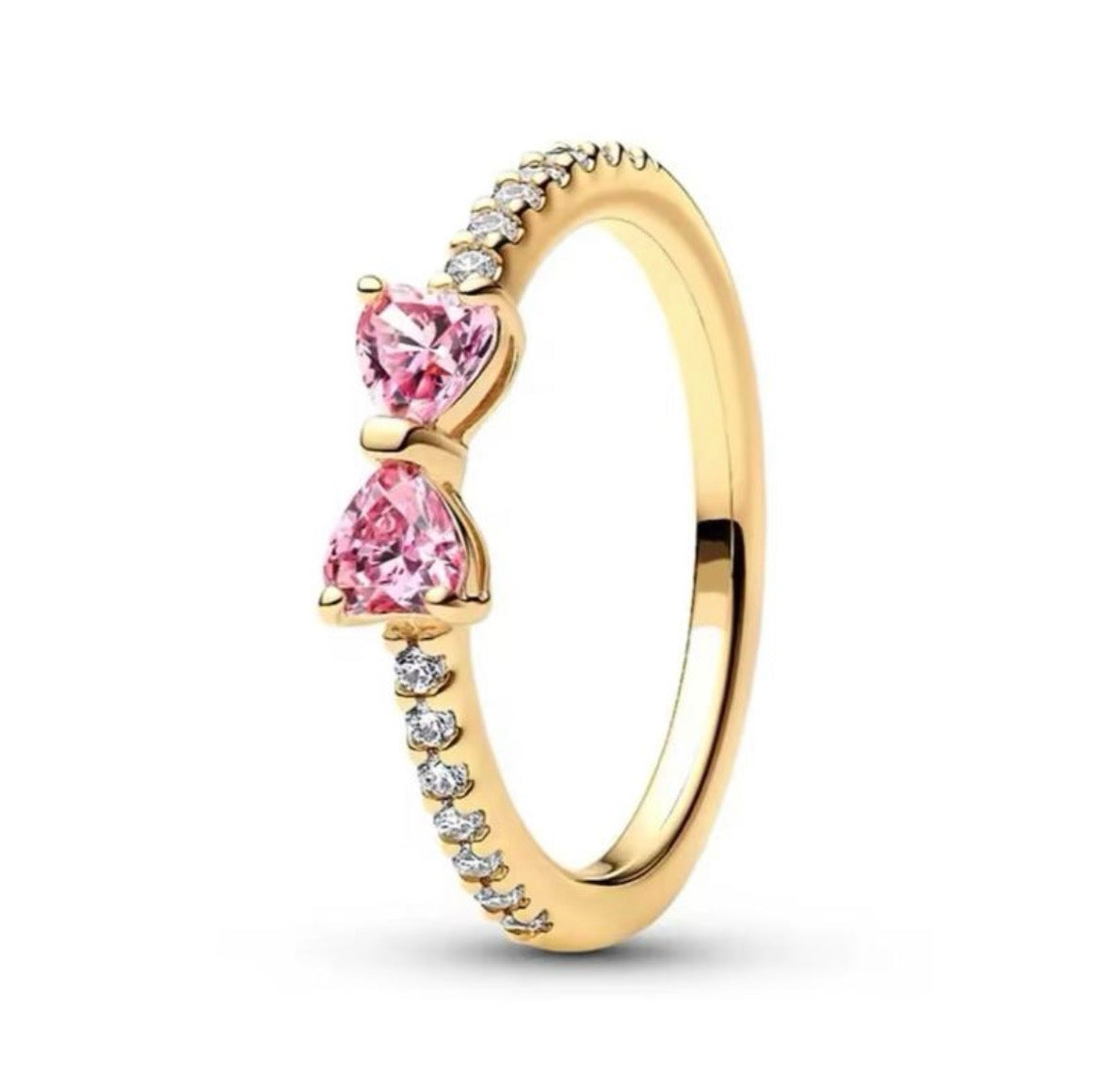 Anillo Dorado Lazo Rosa