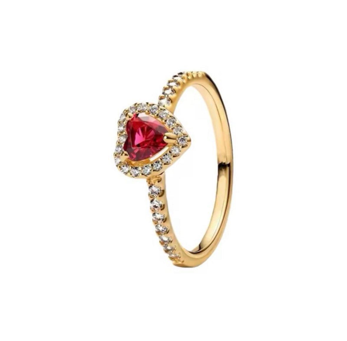 Anillo Dorado Corazón Rojo