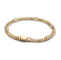 Pulsera Cadena Cubana Dorada con Corazones