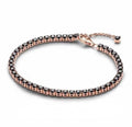 Pulsera Tenis Rosa y Piedras Negras