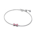Pulsera Plateada Lazo Rosa