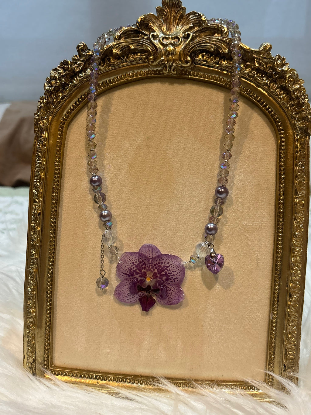 Collar Plateado con Flor Real Orquídea Morada | JOYERÍA BOTÁNICA |