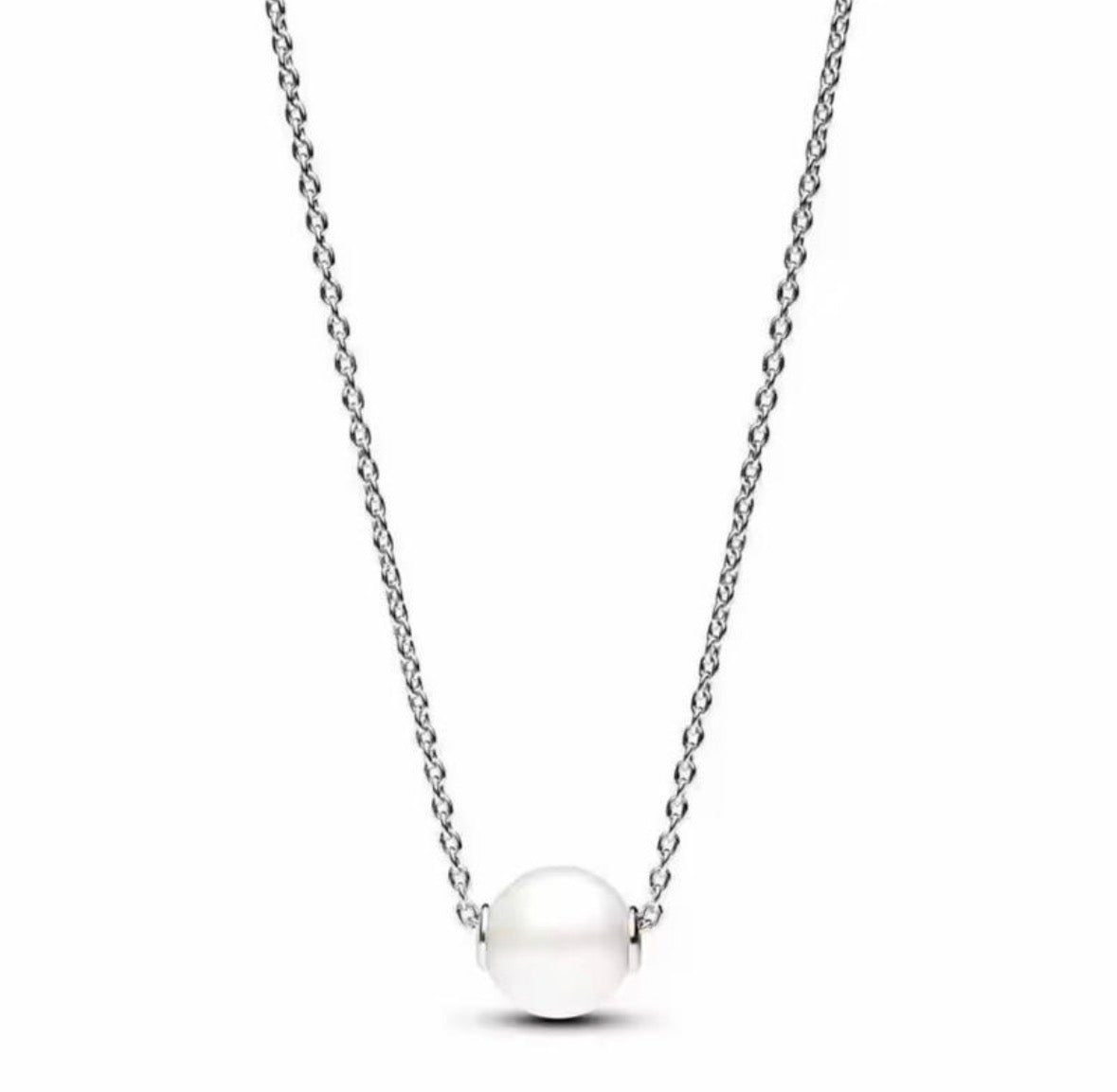 Collar Plateado con Perla