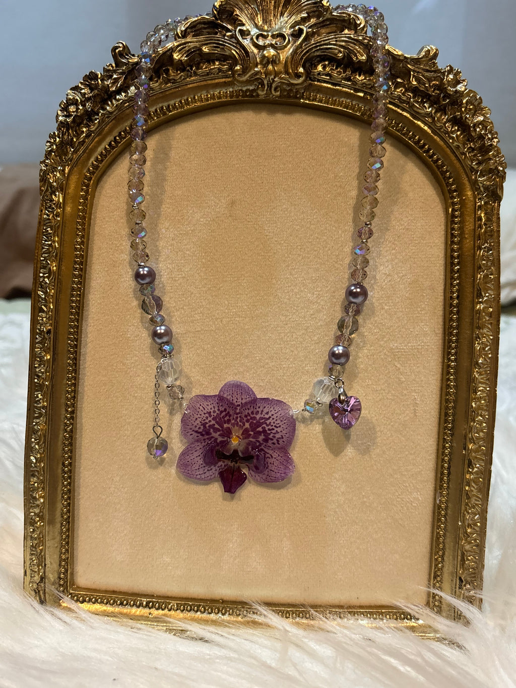 Collar Plateado con Flor Real Orquídea Morada | JOYERÍA BOTÁNICA |