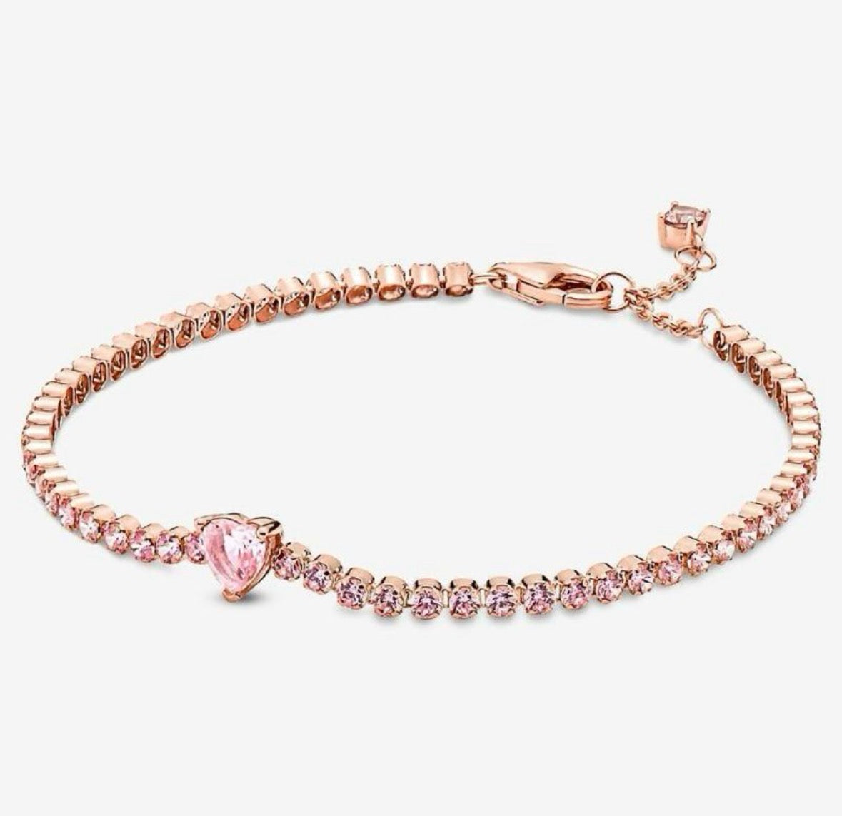 Pulsera Tenis Rosa Corazón Rosa