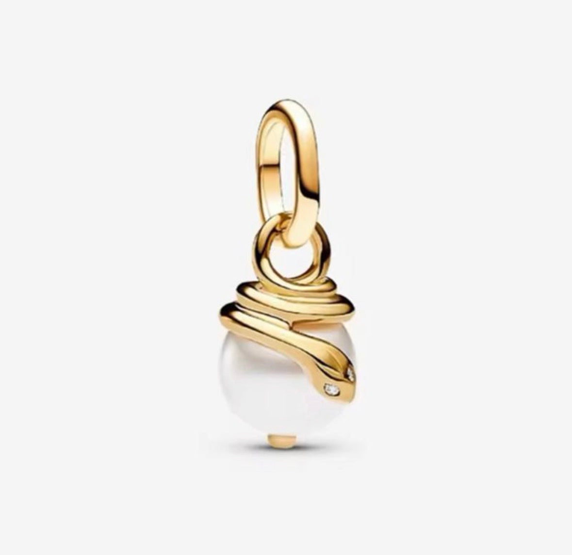 Charm Dorado Serpiente con Perla