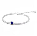 Pulsera Tenis Plateada Corazón Azul