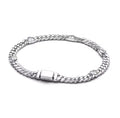 Pulsera Cadena Cubana Plateada con Corazones