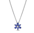 Collar Plateado Flor Azul